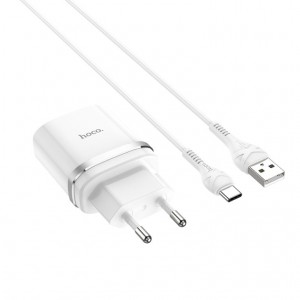 Сетевое зарядное устройство с кабелем HOCO C12Q Smart QC3.0 charger set (Type-C) 18W White