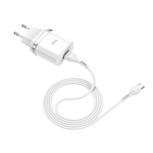 Сетевое зарядное устройство с кабелем HOCO C12Q Smart QC3.0 charger set (Type-C) 18W White