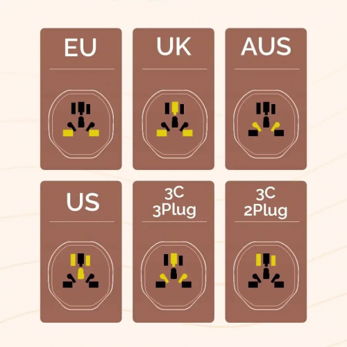 Мережевий зарядний пристрій HOCO AC6 Unimpeded universal conversion plug Black