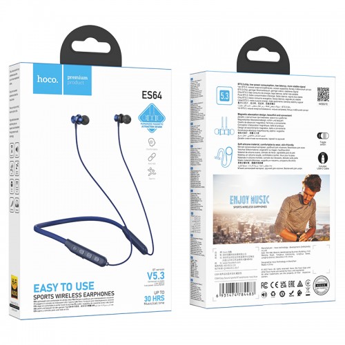 Бездротові спортивні навушники HOCO ES64 Easy Sound sports BT earphones Navy Blue