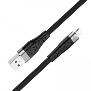 Кабель HOCO X53 USB — iP 2.4A, 1 м, силиконовый, алюминиевые коннекторы, чёрный