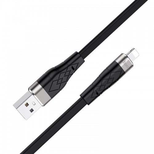 Кабель HOCO X53 USB — iP 2.4A, 1 м, силиконовый, алюминиевые коннекторы, чёрный