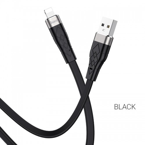Кабель HOCO X53 USB — iP 2.4A, 1 м, силиконовый, алюминиевые коннекторы, чёрный