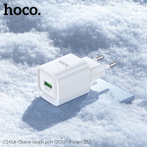 Мережевий зарядний пристрій HOCO C145A Charm single port QC3.0 charger (EU) White