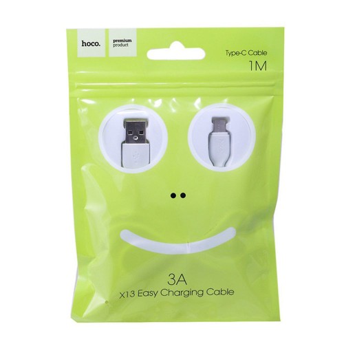 Кабель HOCO X13 USB to Type-C 3A, 1m, PVC, PVC connectors, White