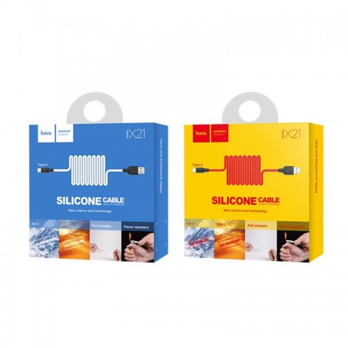 Кабель HOCO X21 USB to Type-C 2A, 1m, silicone, TPE connectors, Black+Red