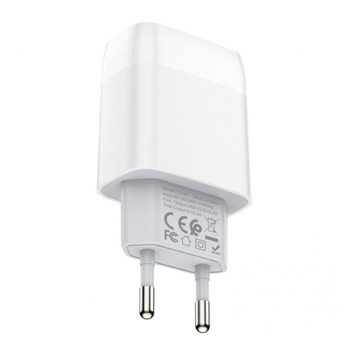 Сетевое зарядное устройство HOCO C73A Glorious dual port charger 12W White