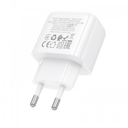 Мережевий зарядний пристрій HOCO CS53A Surplus single port PD25W charger White