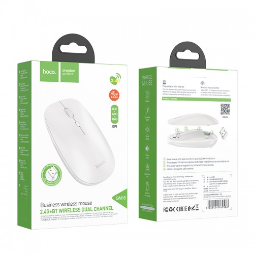 Маніпулятор миша HOCO GM15 Art dual-mode business wireless mouse White