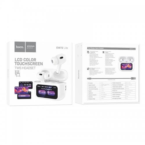 Бездротові навушники TWS HOCO EW72 Lite Soar, touch screen, White