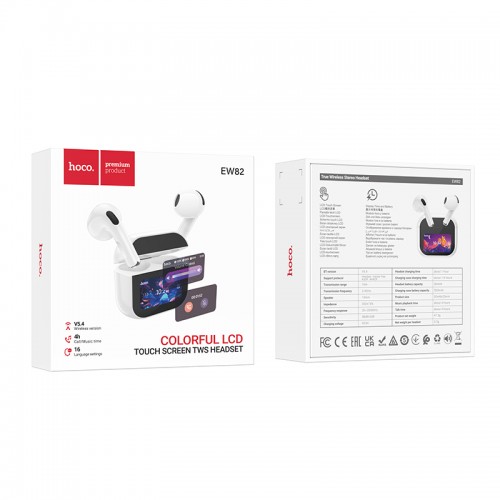 Беспроводные наушники TWS HOCO EW82 Sparkle, сенсорный экран, White