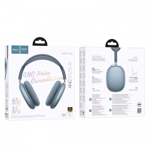 Бездротові накладні навушники HOCO W65 Plus Happy ANC BT headphones Blue