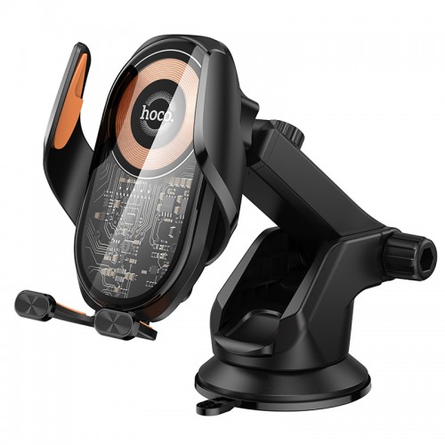 Автотримач для телефона з БЗП HOCO HOCO HW34 Blue whale 3-axis linkage wireless fast charging car holder(center console)