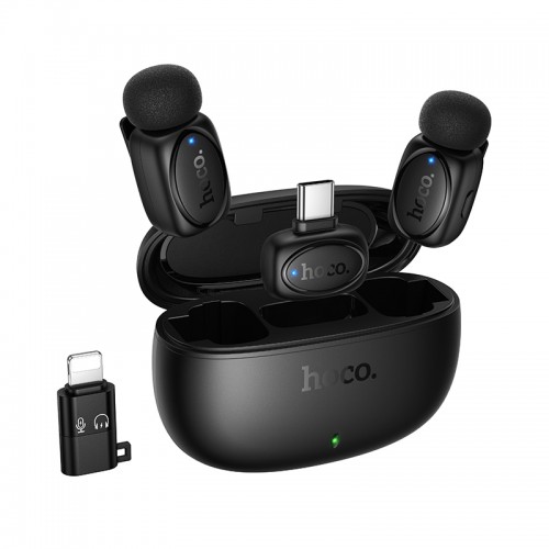 Бездротова мікрофонна система HOCO L19 Graceful dual-mic (iP/Type-C) Black