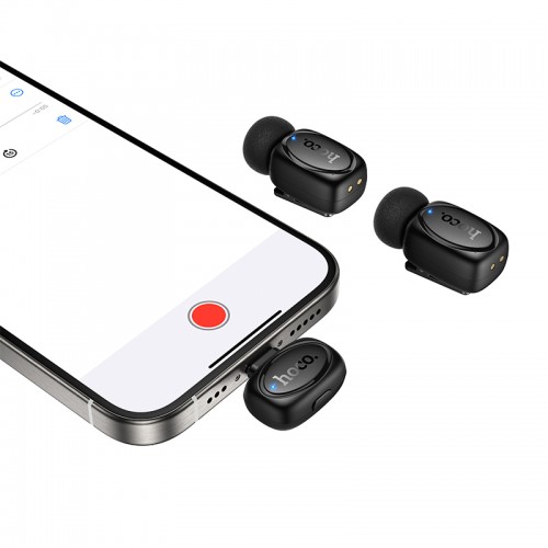 Бездротова мікрофонна система HOCO L19 Graceful dual-mic (iP/Type-C) Black