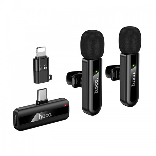 Беспроводная микрофонная система HOCO L20A Fair dual-mic (iP/Type-C) Black
