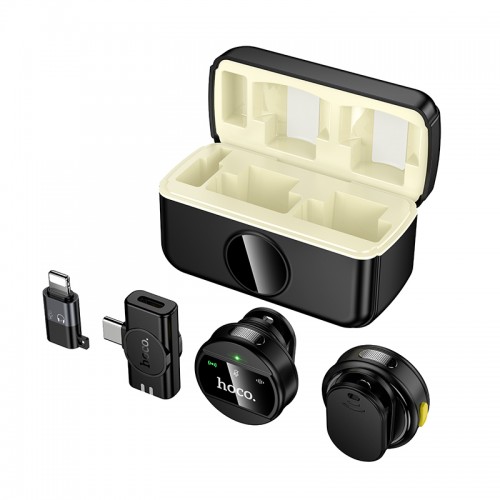 Беспроводная микрофонная система HOCO L22 Bright dual-mic (iP/Type-C) Black
