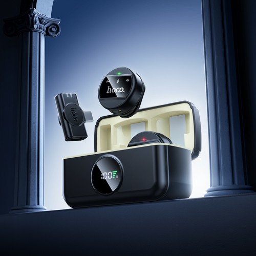 Беспроводная микрофонная система HOCO L22 Bright dual-mic (iP/Type-C) Black