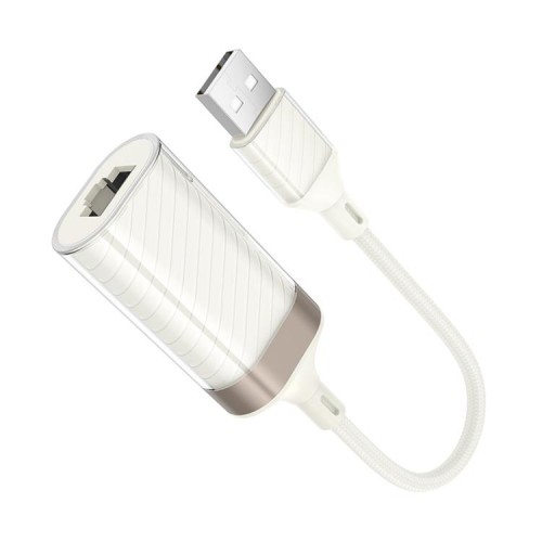 Кабель-перехідник HOCO UA41 Crystal USB ethernet adapter(100 mbps) apricot