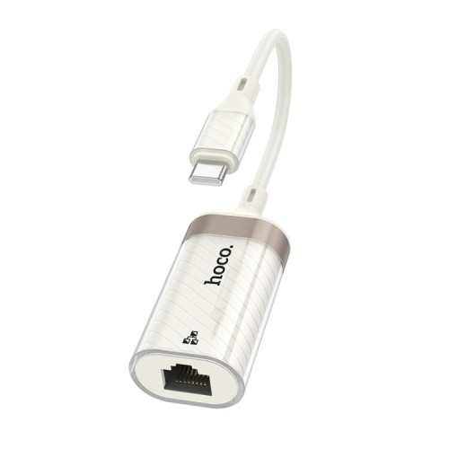 Кабель-перехідник HOCO UA41 UA41B Crystal Type-C ethernet adapter(100 mbps) apricot