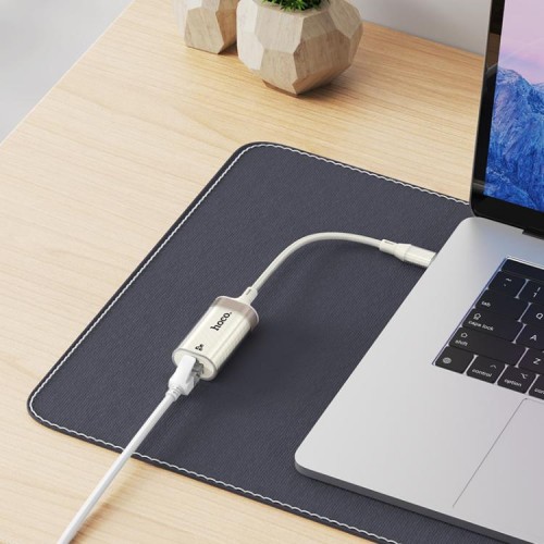 Кабель-перехідник HOCO UA41 UA41B Crystal Type-C ethernet adapter(100 mbps) apricot