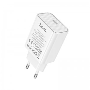Сетевое зарядное устройство HOCO C143A Benefit однопортовое PD20W, белое