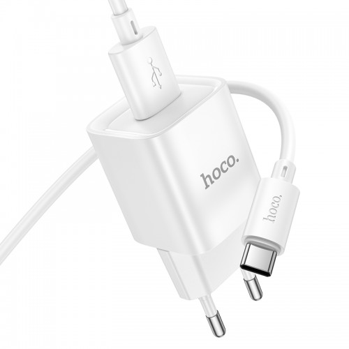 Мережевий зарядний пристрій з кабелем HOCO C145A Charm single port QC3.0 charger set(Type-C) White