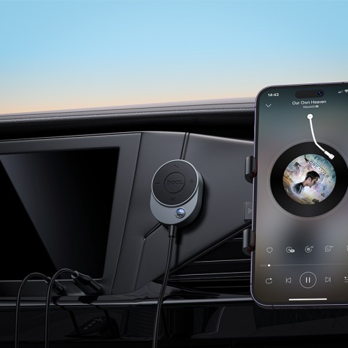 Bluetooth-ресивер HOCO E150 Path car AUX BT receiver with cable Metal Gray