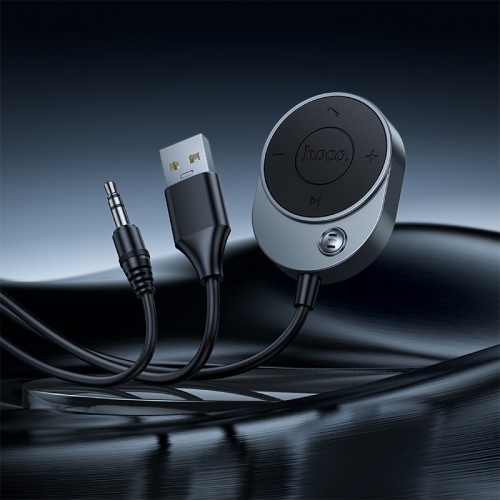Bluetooth-ресивер HOCO E150 Path car AUX BT receiver with cable Metal Gray