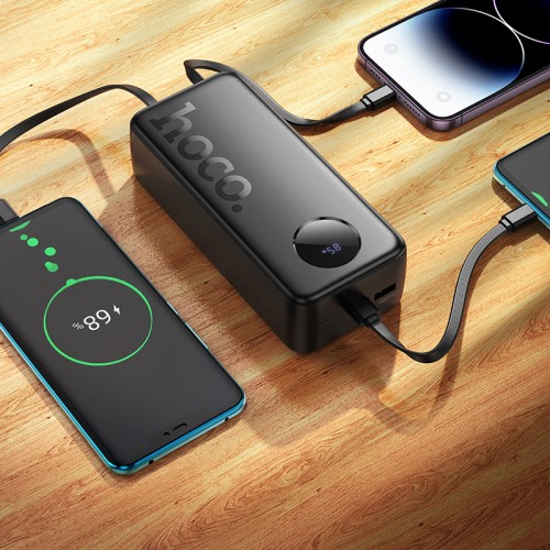 Зовнішній акумулятор HOCO J132B Sabio 22.5W+PD20W fully compatible power bank with 3 cables(30000mAh) Black
