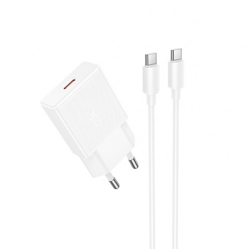 Мережевий зарядний пристрій з кабелем HOCO N72 Speed single-port PD20W ultra-thin charger set(C to C)(EU)