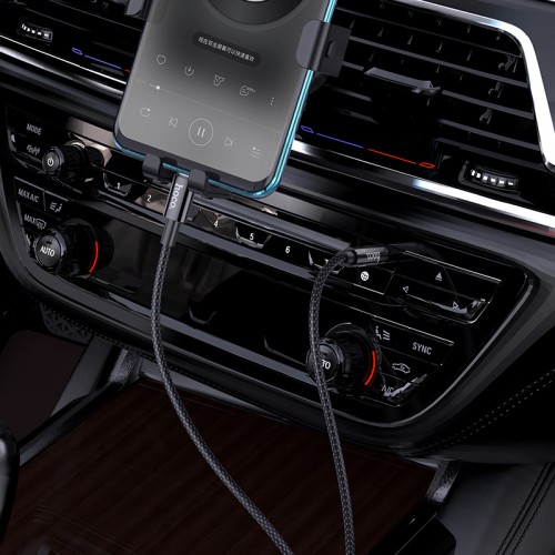 Аудиокабель HOCO UPA19 Type-C на 3.5 мм (штекер), нейлоновая оплётка, 1 м, чёрный