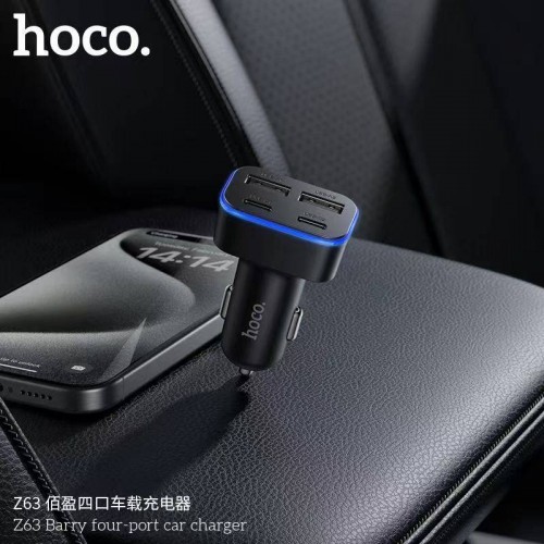 Автомобильное зарядное устройство HOCO Z63 Barry четырехпортовое автомобильное зарядное устройство Black