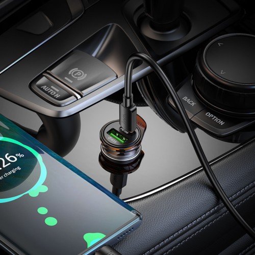 Автомобильное зарядное устройство HOCO NZ16A Rigorous 43W, двойной порт PD25W+QC3.0, автомобильная зарядка, Metal Grey