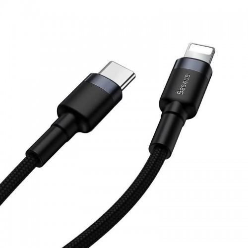 Кабель Baseus Cafule Cable Type-C to iP PD 20W 1m Gray+Black