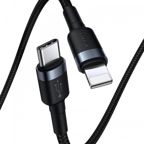 Кабель Baseus Cafule Cable Type-C to iP PD 20W 1m Gray+Black