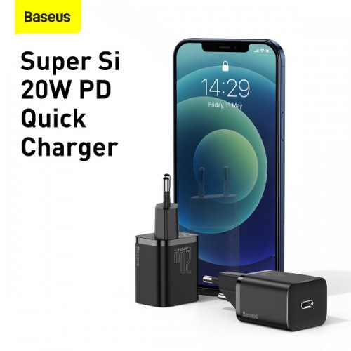 Сетевое зарядное устройство Baseus Super Si Quick Charger 1C 20W EU Black