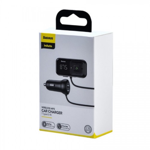 АЗП з FM-модулятором Baseus T Shaped S-16 Car Bluetooth MP3 Player Black