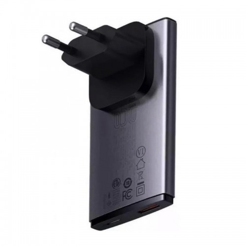 Мережевий зарядний пристрій з кабелем Baseus GaN5 Pro Ultra-Slim Fast Charger C+U 65W Gray((With Mini White Cable C to C 100W(20V/5A) 1m Black)