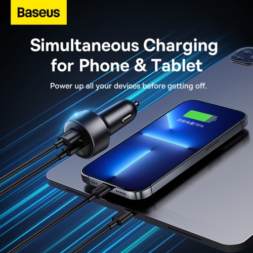Автомобільний зарядний пристрій Baseus High Efficiency Pro 1-for-2 Car Cigarette Lighter 30W Cosmic Black