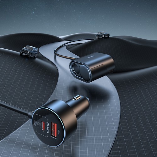 Автомобільний зарядний пристрій Baseus High Efficiency Pro 1-for-2 Car Cigarette Lighter 30W Cosmic Black