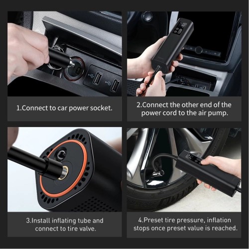 Автомобильный насос Baseus Super Mini Inflator Pump Black