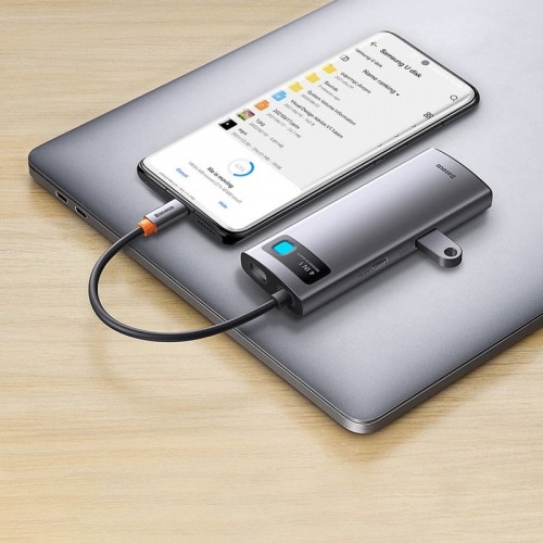 USB-хаб Baseus Metal Gleam Series 4-in-1 Multifunctional Type-C HUB Docking Station Gray （Type-C to USB3.0*3+RJ45*1）