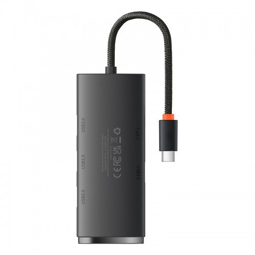 USB-хаб Baseus серии Lite, 4-портовый адаптер Type-C HUB (Type-C на USB 3.0*4), 25 см, чёрный
