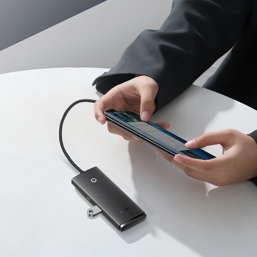 USB-хаб Baseus серии Lite, 4-портовый адаптер Type-C HUB (Type-C на USB 3.0*4), 25 см, чёрный