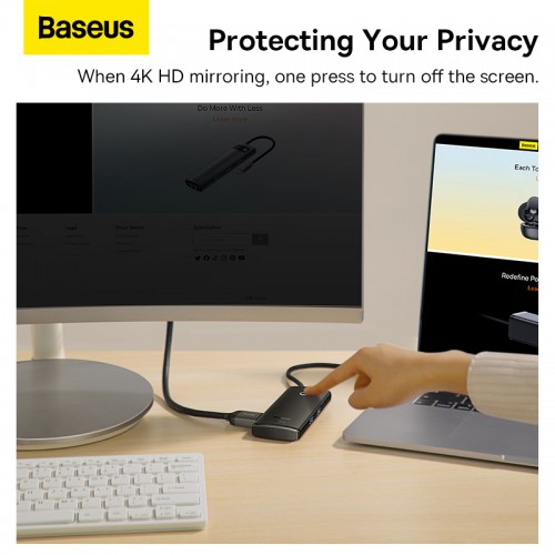 USB-хаб Baseus Lite Series 6-Port Type-C HUB Docking Station (Type-C to HDMI+USB3.0*2+PD+SD/TF) Black