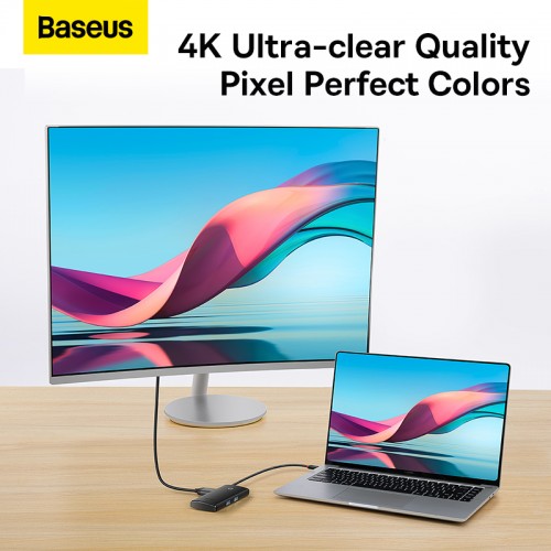 USB-хаб Baseus Lite Series 6-Port Type-C HUB Docking Station (Type-C to HDMI+USB3.0*2+PD+SD/TF) Black