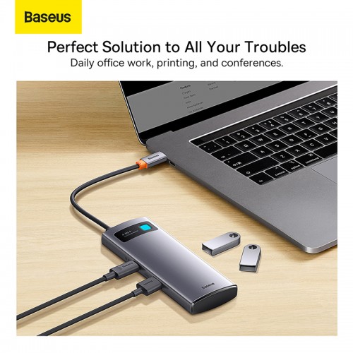 USB-хаб Baseus Metal Gleam Series 4-in-1 Multifunctional Type-C HUB Docking Station Gray（Type-C to USB3.0*4）