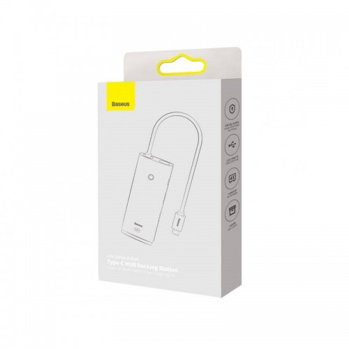 USB-хаб Baseus Lite Series 6-портовая док-станция Type-C HUB (Type-C на HDMI+USB3.0*2+Type-C Data+SD/TF) Черный