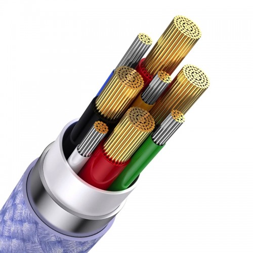 Кабель Baseus Flash Series Ⅱ Two-for-three для зарядки U+C к M+L+C 100W 1,2 м, фиолетовый